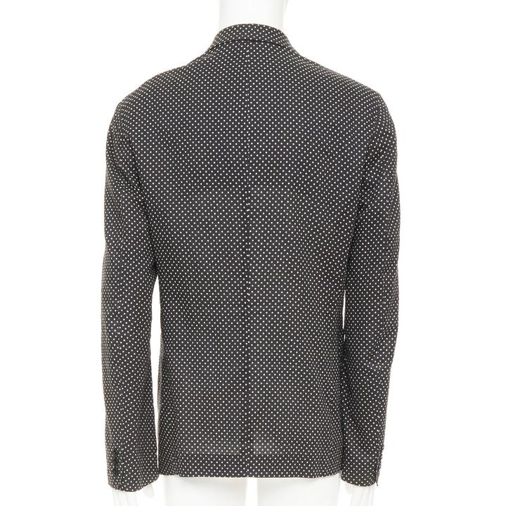 YOHJI YAMAMOTO Pour Homme black white polka dot unstructured blazer JP3 L