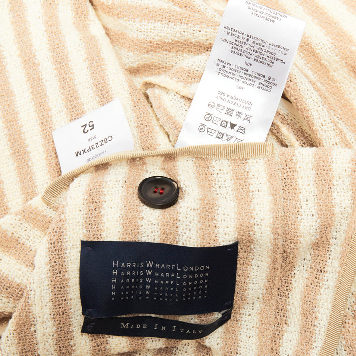 HARRIS WHARF LONDON beige striped cotton blend single breasted blazer IT52 XL