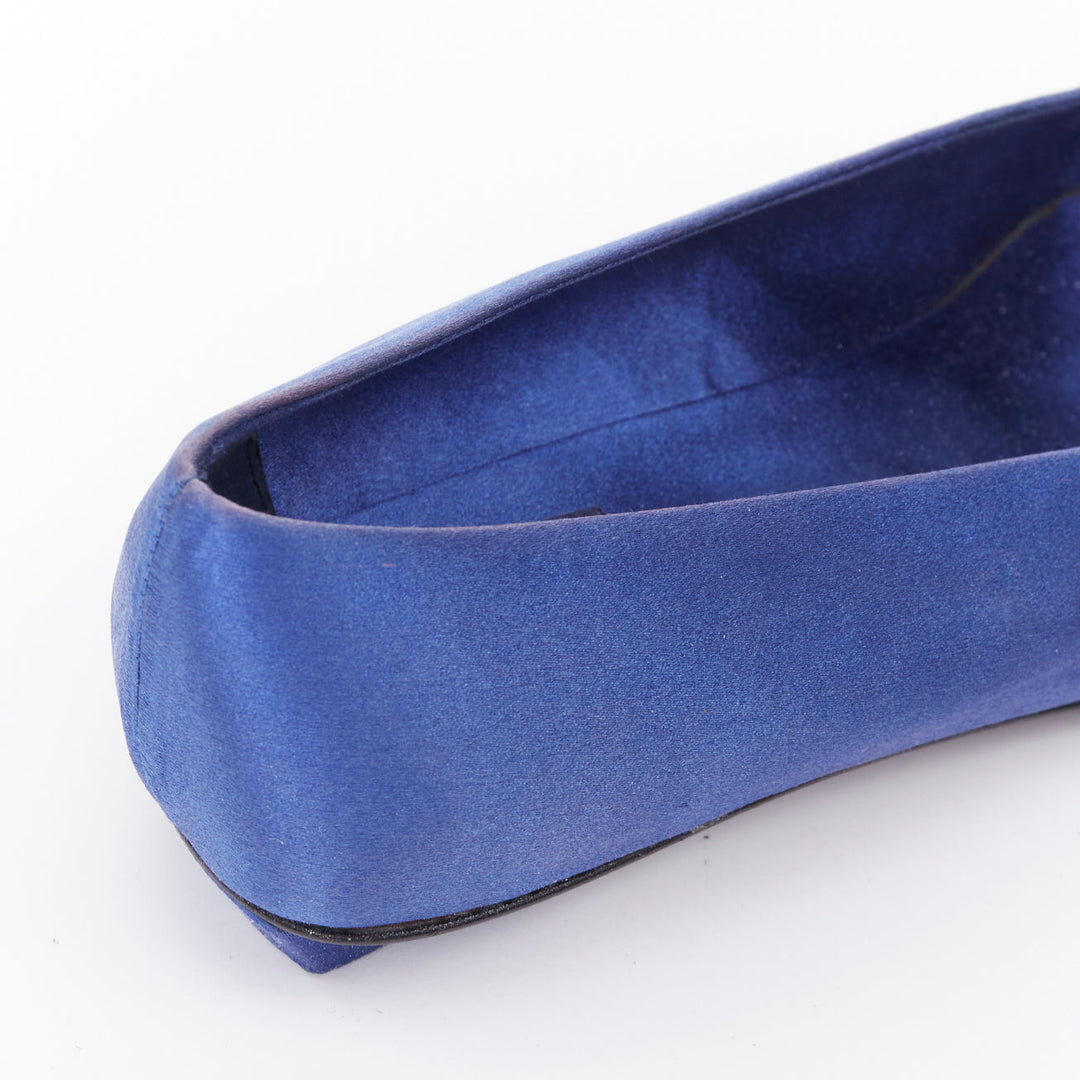 ROGER VIVIER Dec Belle Strass cobalt blue satin crystal buckle flats EU37.5