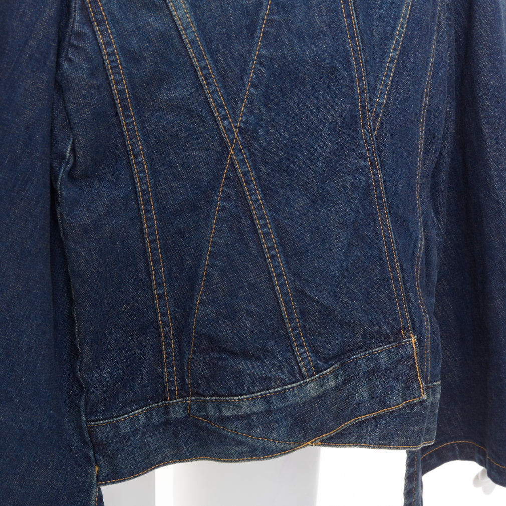 JUNYA WATANABE 2017 washed blue denim deconstructed flare caped jacket M