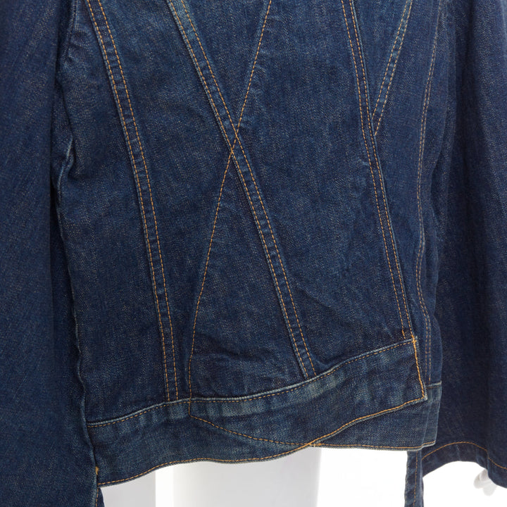 JUNYA WATANABE 2017 washed blue denim deconstructed flare caped jacket M