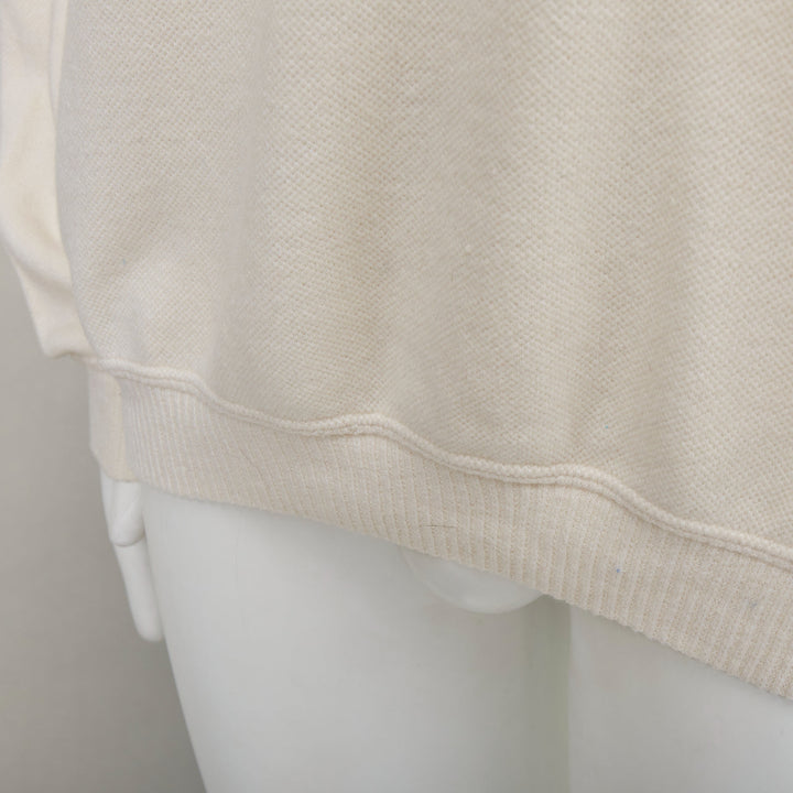 GIORGIO ARMANI cream wool blend button neck long sleeve sweater