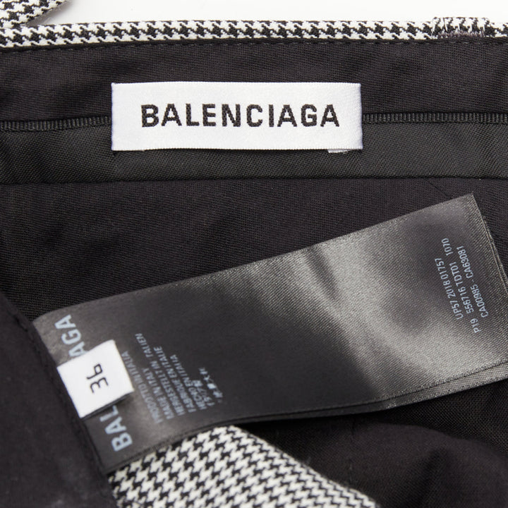 BALENCIAGA 2018 grey wool houndstooth mid waist pleated cropped pants FR36 S