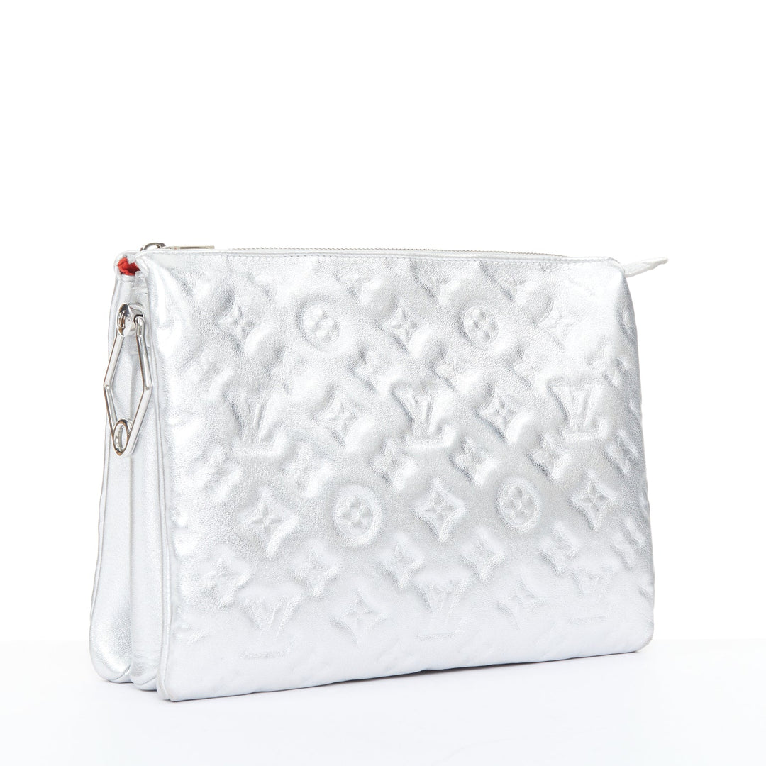 LOUIS VUITTON 2021 Runway Coussin PM silver monogram lambskin crossbody bag
