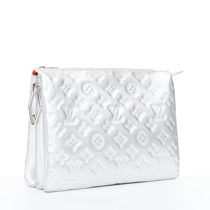 LOUIS VUITTON 2021 Runway Coussin PM silver monogram lambskin crossbody bag