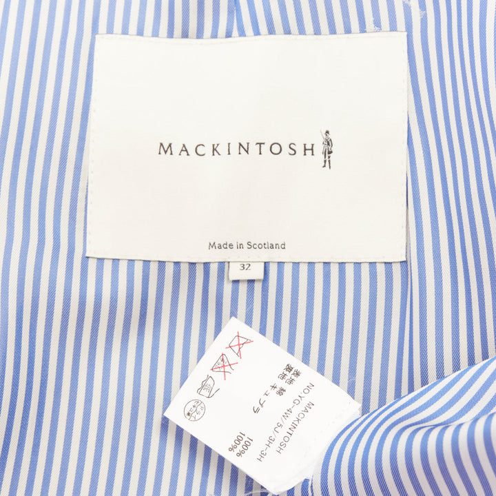 MACKINTOSH beige cotton horn buttons double breasted classic trench FR32 XXS