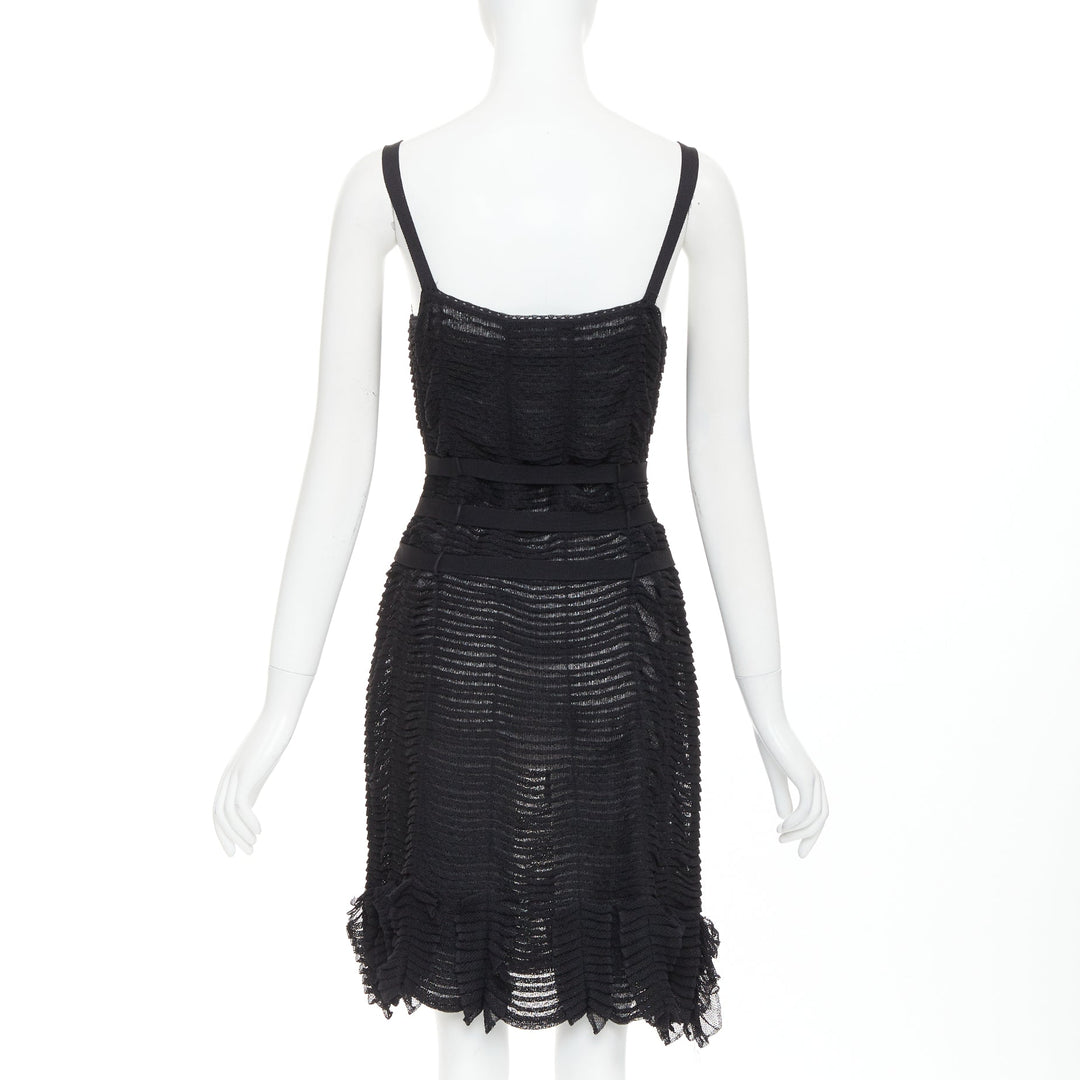 CHRISTIAN DIOR Galliano 2003 Vintage Bondage black shredded knit dress FR38 M