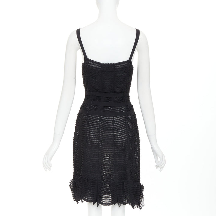 CHRISTIAN DIOR Galliano 2003 Vintage Bondage black shredded knit dress FR38 M