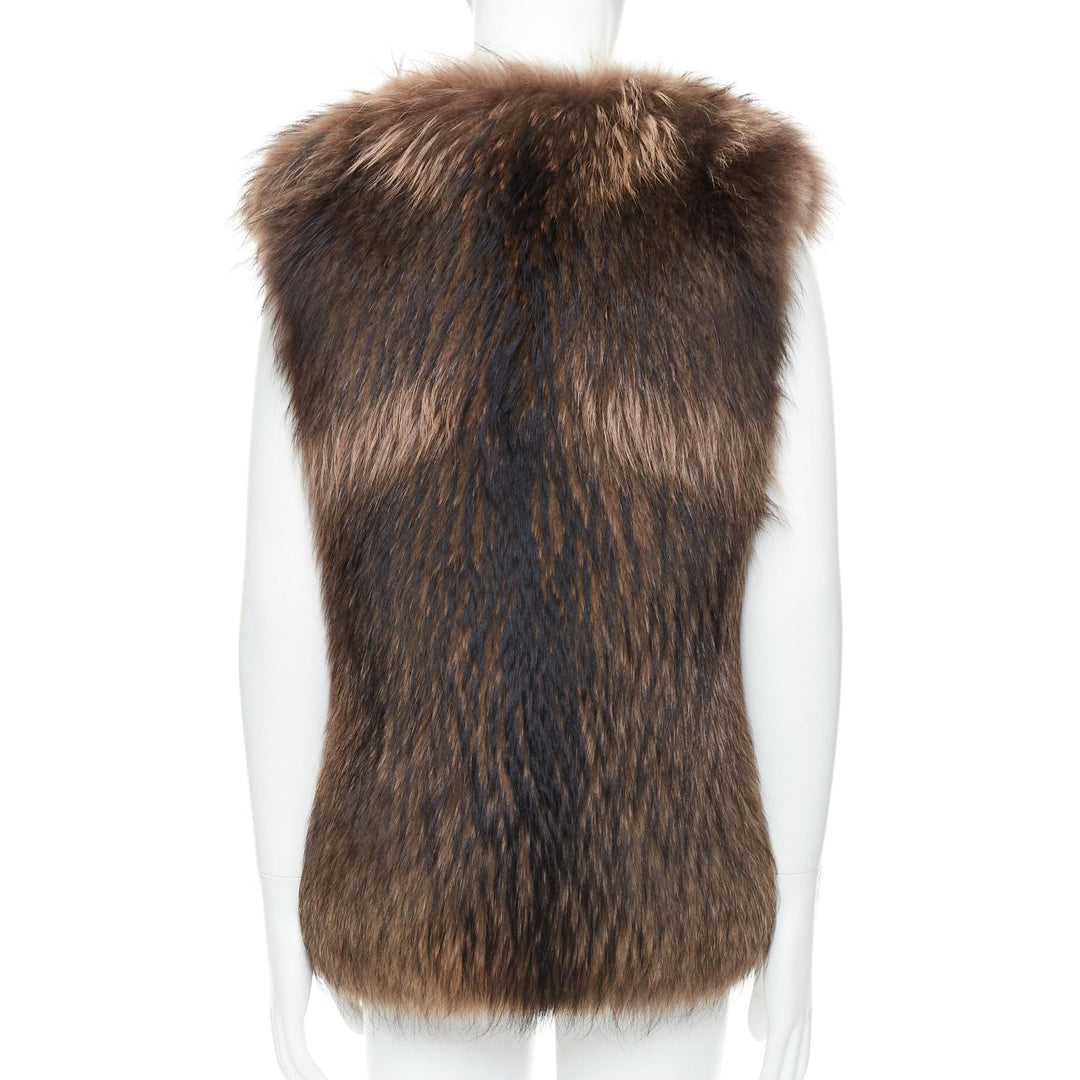 DAMIR DOMA brown genuine fur sleeveless vest coat M