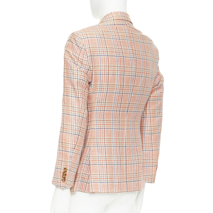ETRO Superleggera pink blue checkered linen cotton summer blazer IT50 L