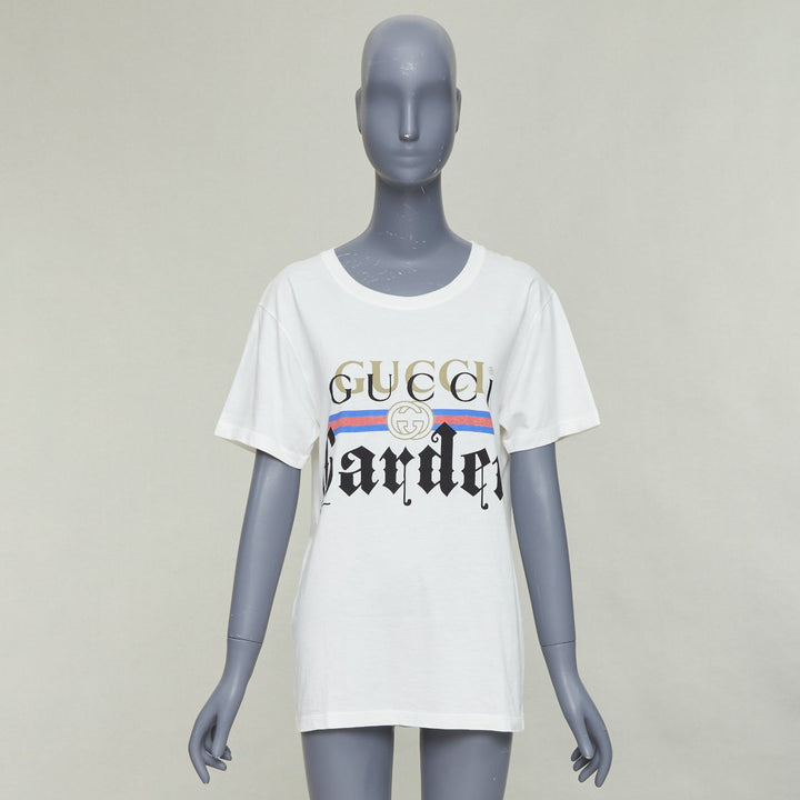 GUCCI Garden off white double logo print embroidered back tshirt XS