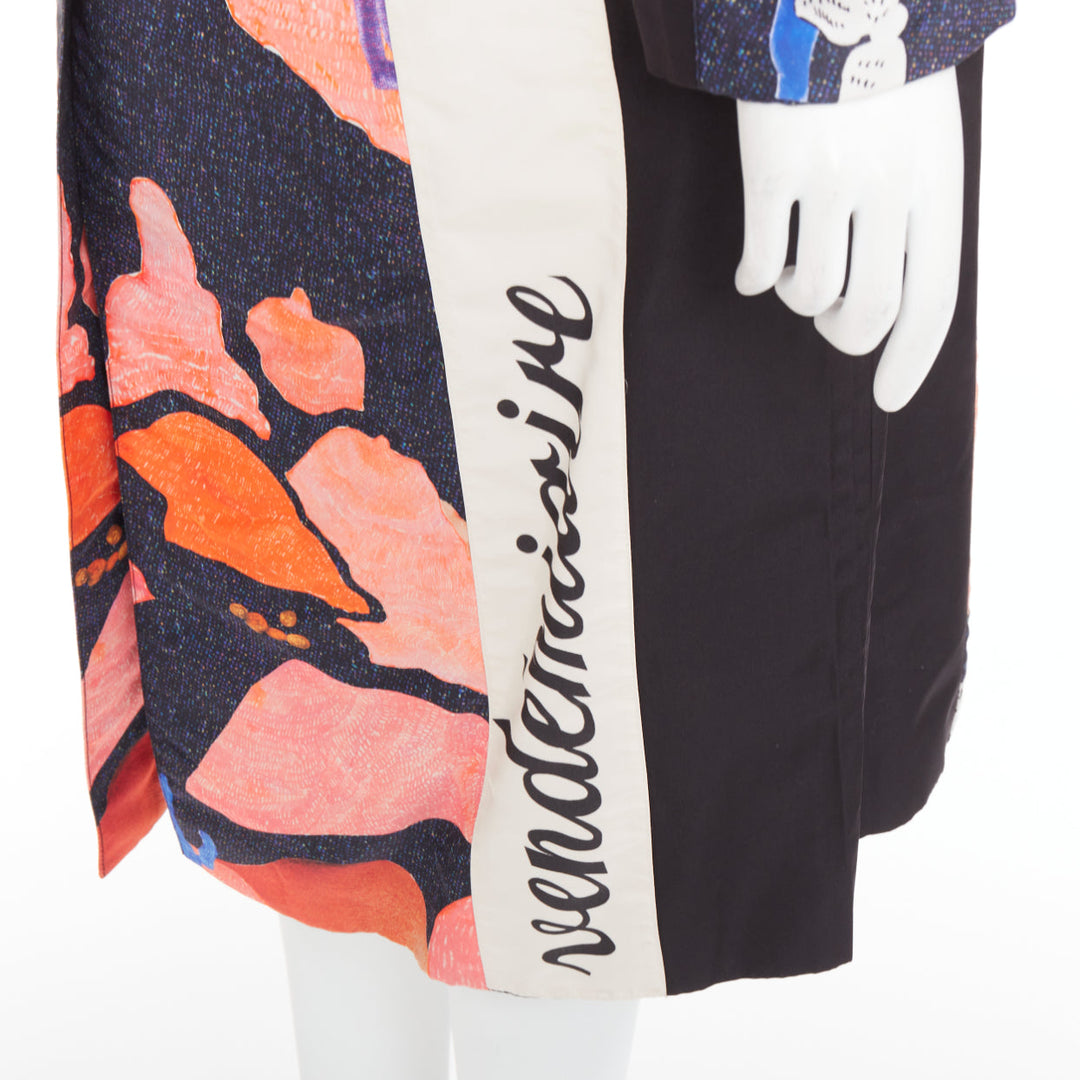 PRADA 2017 Runway Vendemiaire orange black pop art coat IT38 XS Anna Wintour