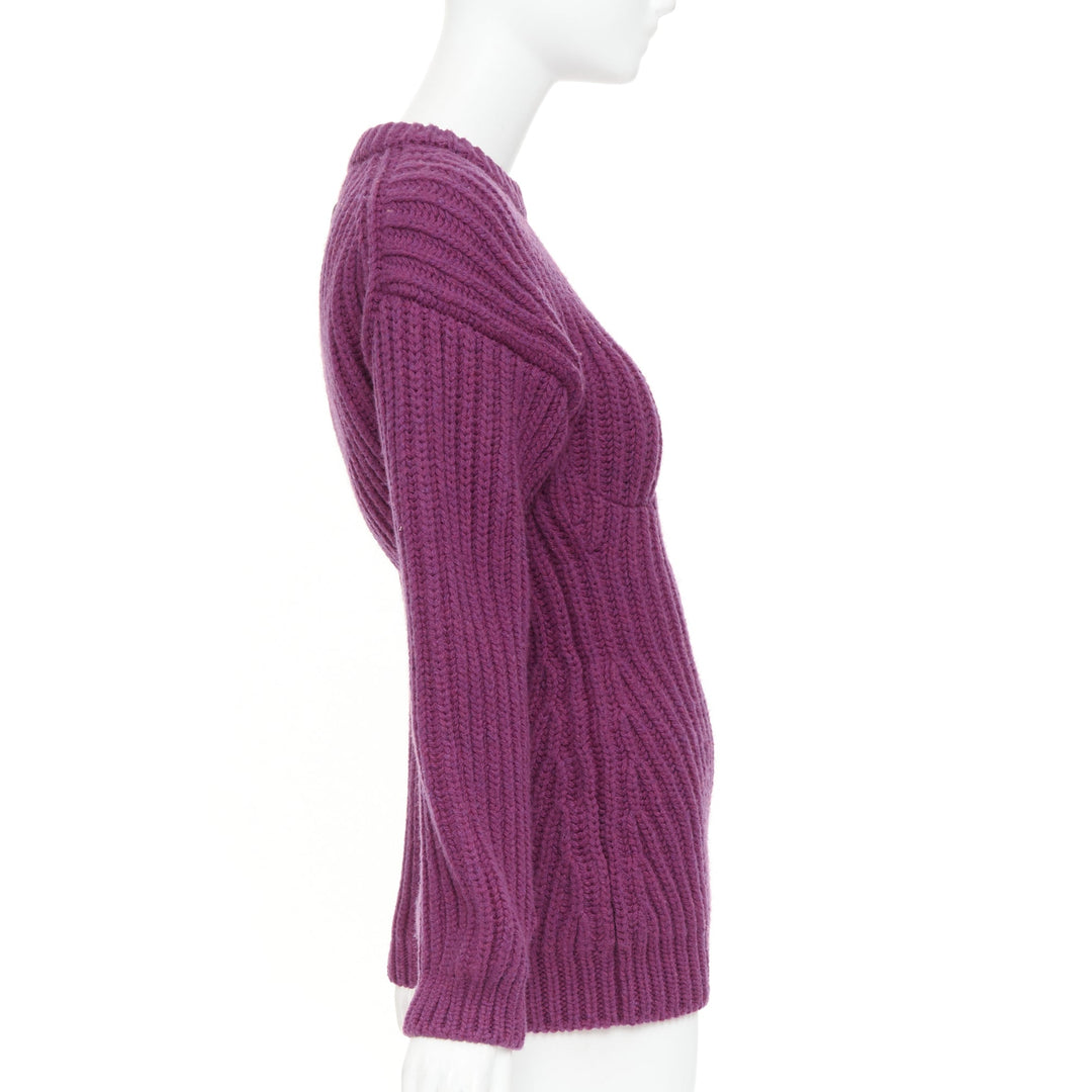PRADA 2021 Runway purple Shetland wool built in bra corset bust sweater IT38 XS