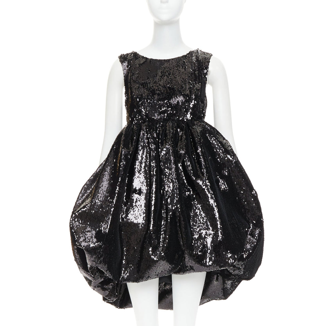 ALEXANDRE VAUTHIER COUTURE SS2025 Runway black sequinned tulle puff bubble dress