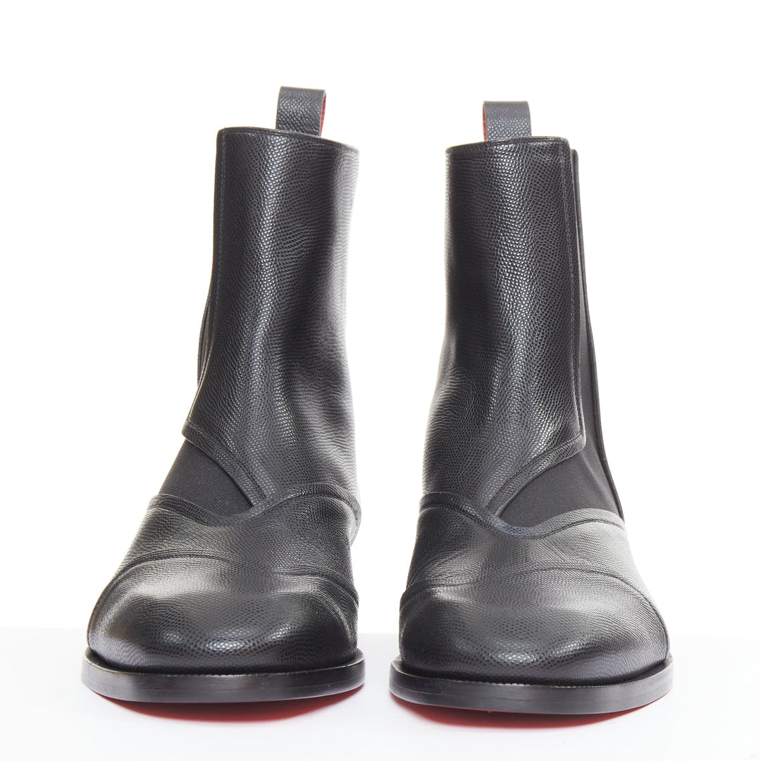 CHRISTIAN LOUBOUTIN Boabi black calf grain leather gusset chelsea boot EU41 US8
