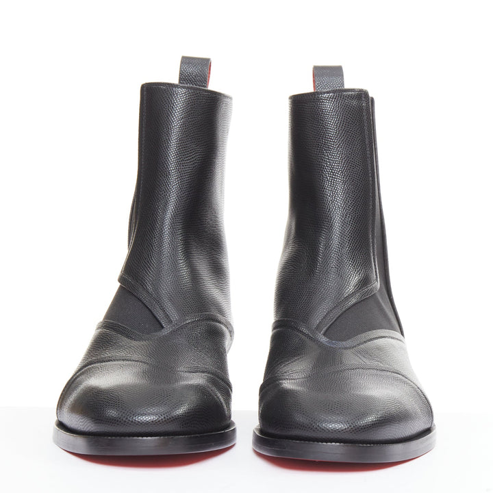 CHRISTIAN LOUBOUTIN Boabi black calf grain leather gusset chelsea boot EU41 US8