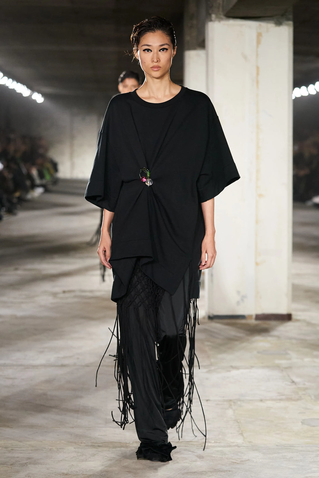 rare DRIES VAN NOTEN 2023 Runway handmade Macrame woven fringe tie skirt