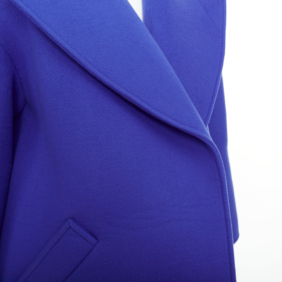 OSCAR DE LA RENTA 17F cobalt wool cotton cashmere blend boxy felt winter coat S