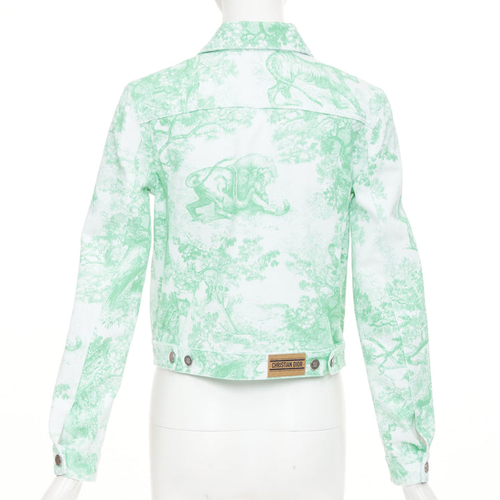 DIOR 2024 Dioriviera Toile de Jouy Sauvage white aquamarina denim jacket FR34 XS