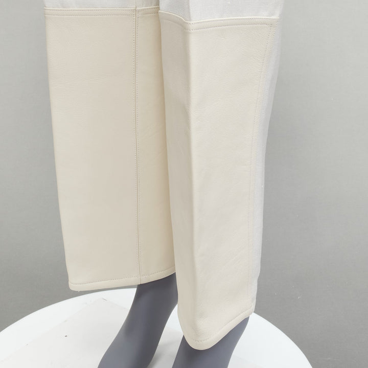 OLD CELINE Phoebe Philo white leather hem minimal straight leg pants FR36 S