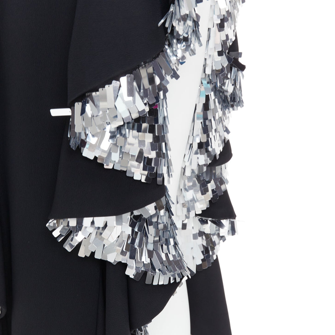 rare ALEXANDRE VAUTHIER COUTURE SS2023 Runway black silver sequin ruffle dress