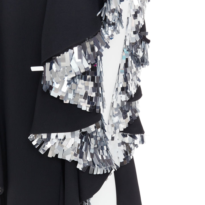 rare ALEXANDRE VAUTHIER COUTURE SS2023 Runway black silver sequin ruffle dress