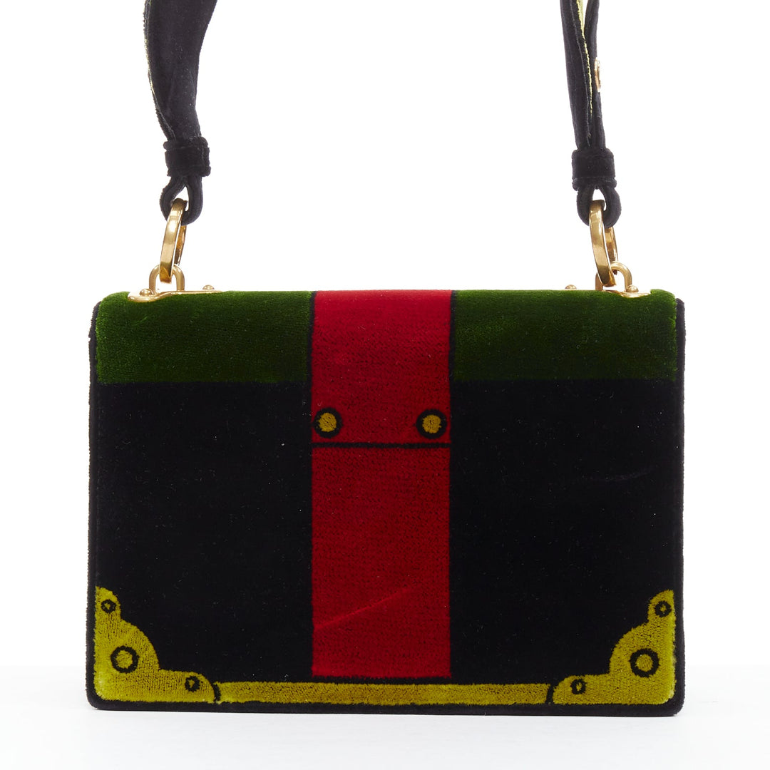 PRADA Cahier velvet tromp loeil print crossbody box bag