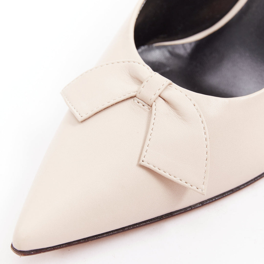 THE ROW Champagne Pump Bow rose beige soft calf pointy spool heel pump EU37