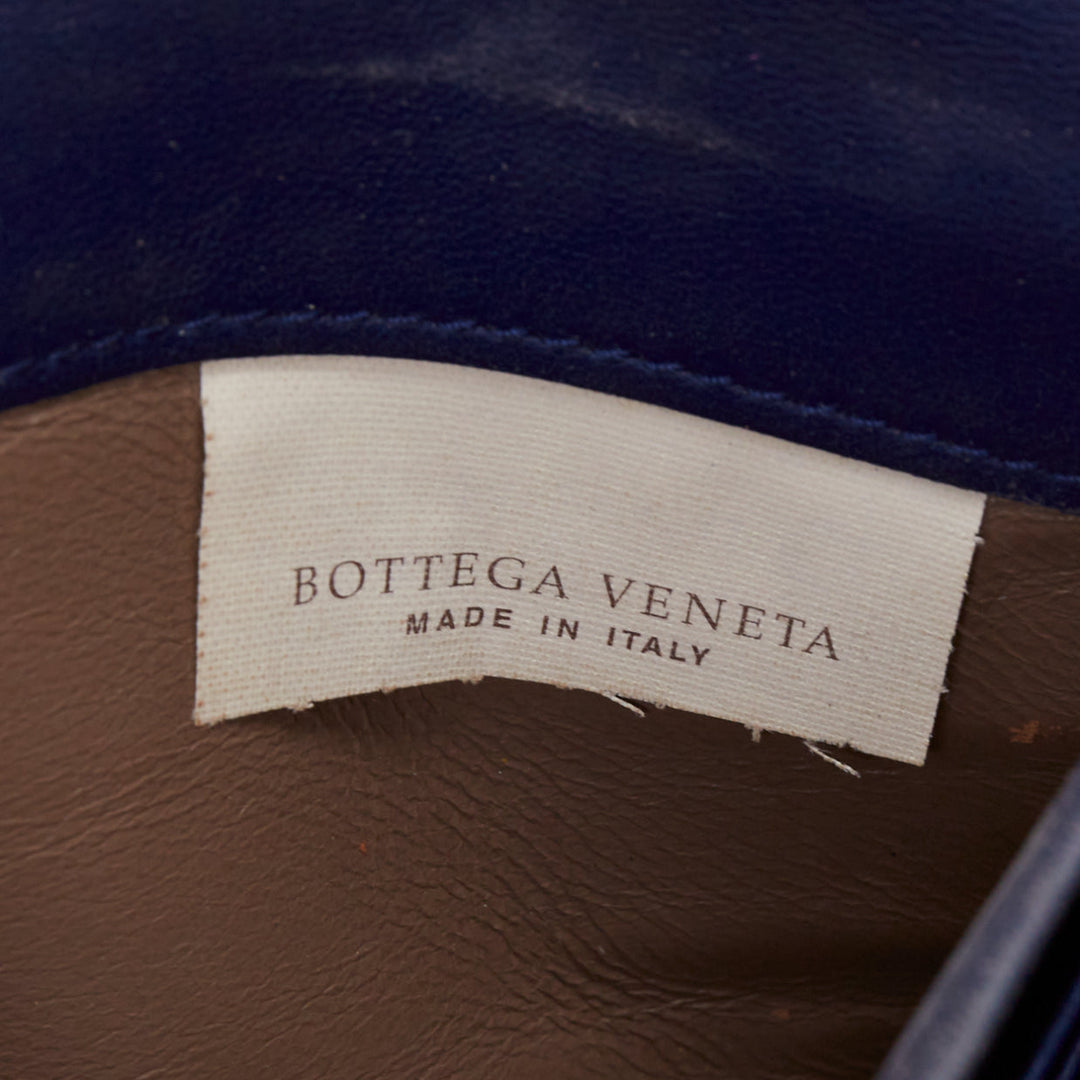 BOTTEGA VENETA blue black ombre genuine scaled leather long flap wallet