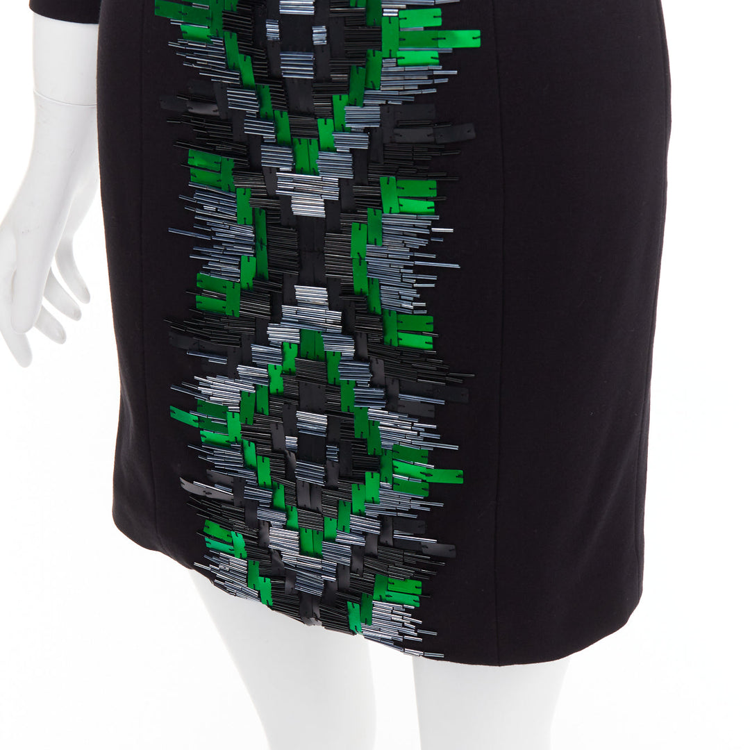MATTHEW WILLIAMSON green black rectangular sequin embellished dress UK10 M