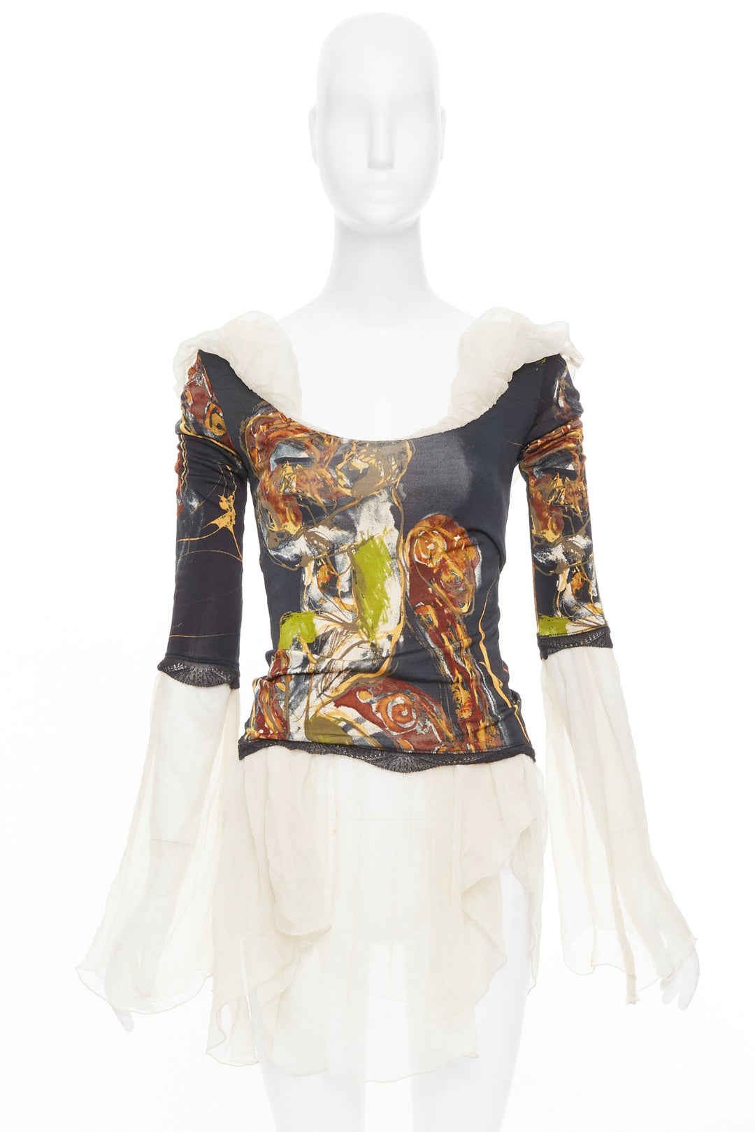 JEAN PAUL GAULTIER Vintage Maille archive sheer sheer mesh knit punk top M