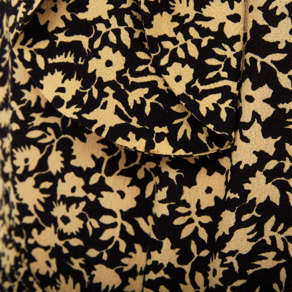 OLD CELINE Phoebe Philo 2016 Runway yellow black floral hi neck dress FR36 S