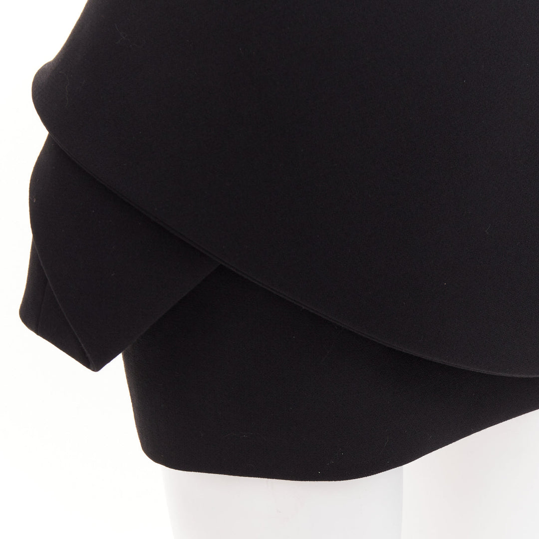 ALEXANDRE VAUTHIER black wool crepe asymmetric peplum ruffle dress