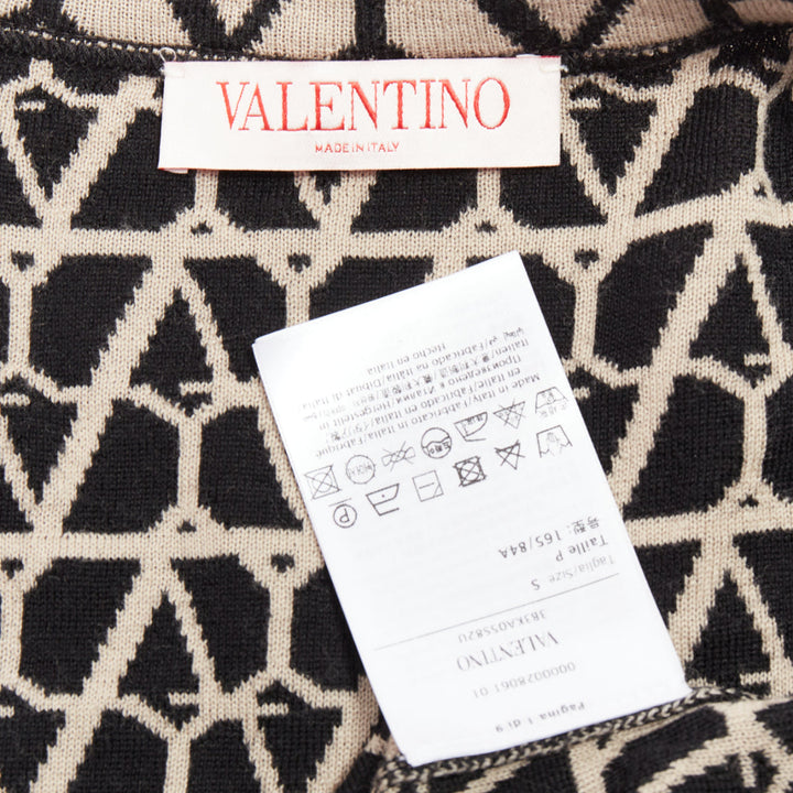 VALENTINO 2023 Toile Iconographe monogram beige black wool cropped cardigan S