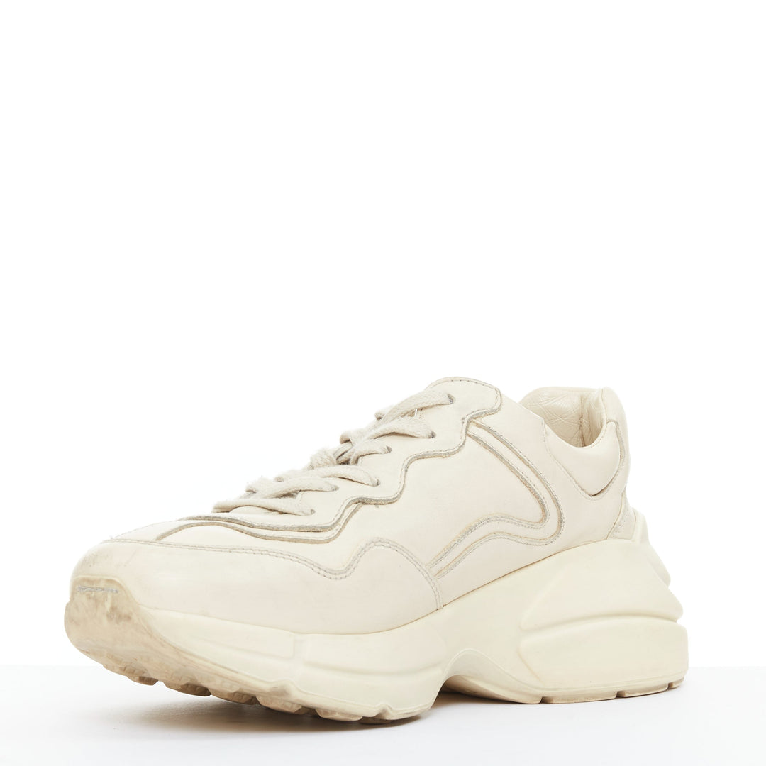 GUCCI Alessandro Michele Rhyton cream leather lace up chunky dad sneakers EU37
