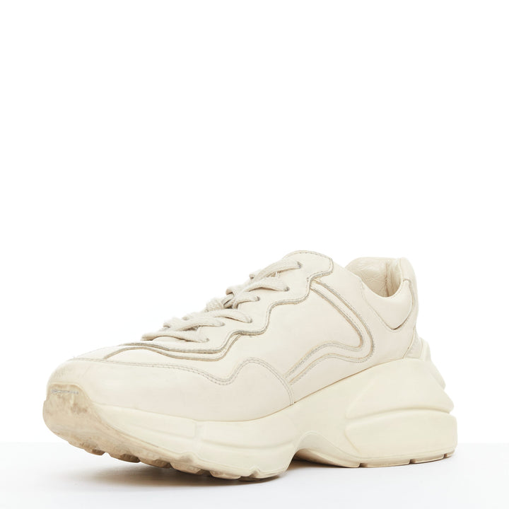 GUCCI Alessandro Michele Rhyton cream leather lace up chunky dad sneakers EU37