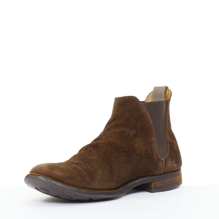 CROCKETT & JONES Chelsea dark brown repello suede almond ankle boot UK6.5 EU40.5