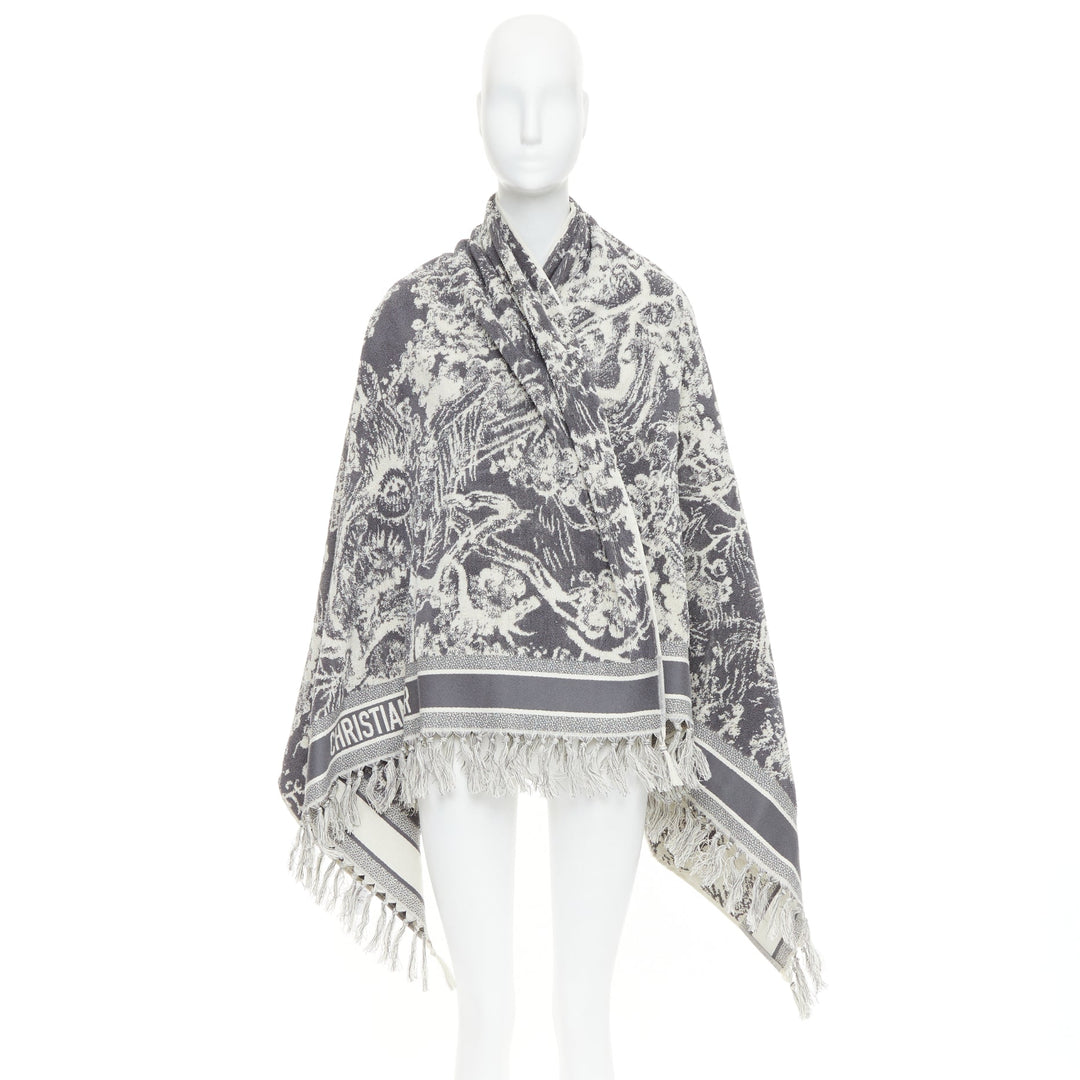 CHRISTIAN DIOR Toile de Jouy ivory grey reverse cotton big beach towel