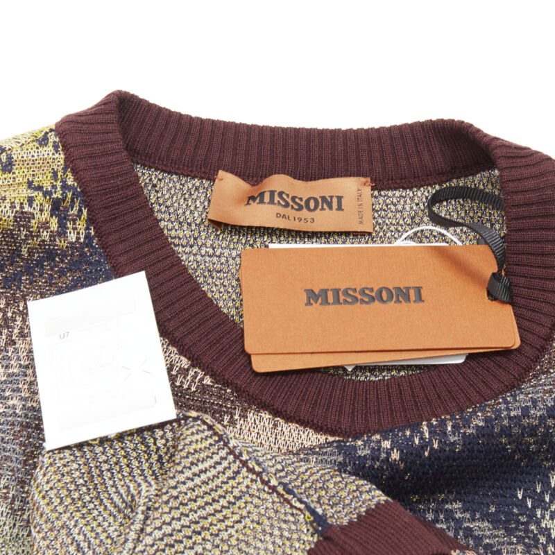 MISSONI burgundy crochet intarsia knit grandma vest IT44 M