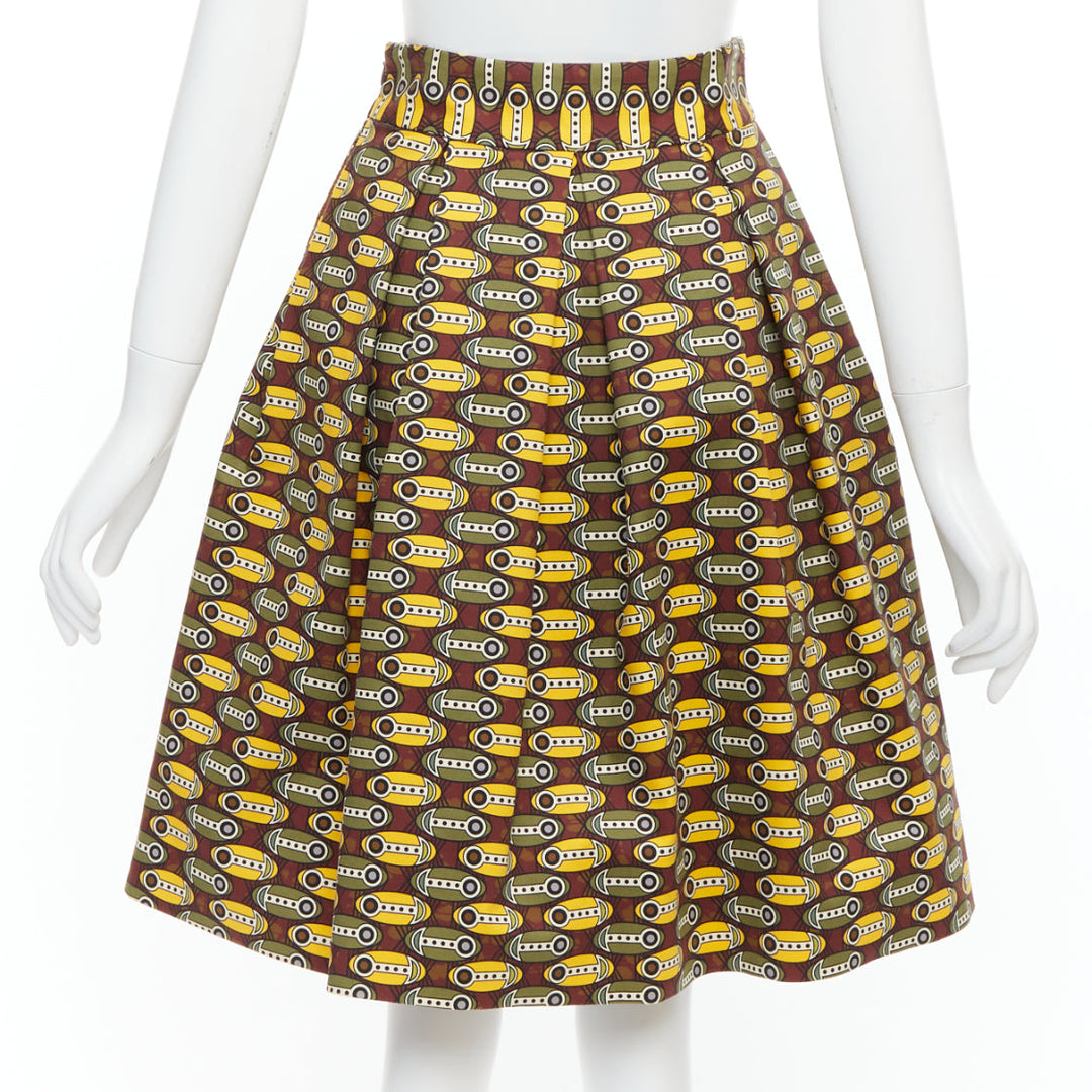 STELLA JEAN multicolor cotton ethnic print high waist flared skirt IT38 XS