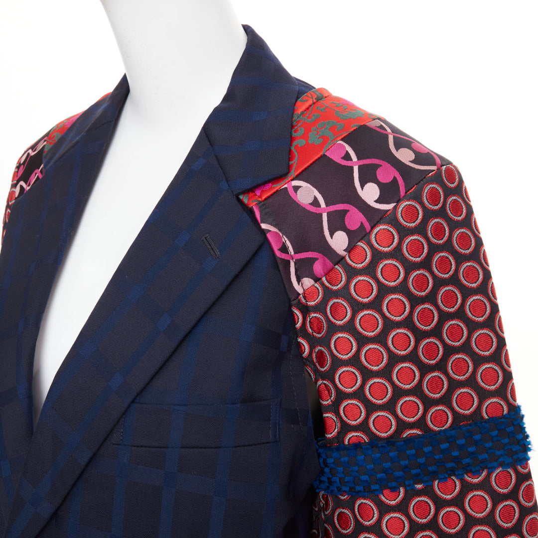 COMME DES GARCONS HOMME PLUS 2016 Armor of Peace jacquard patchwork blazer M