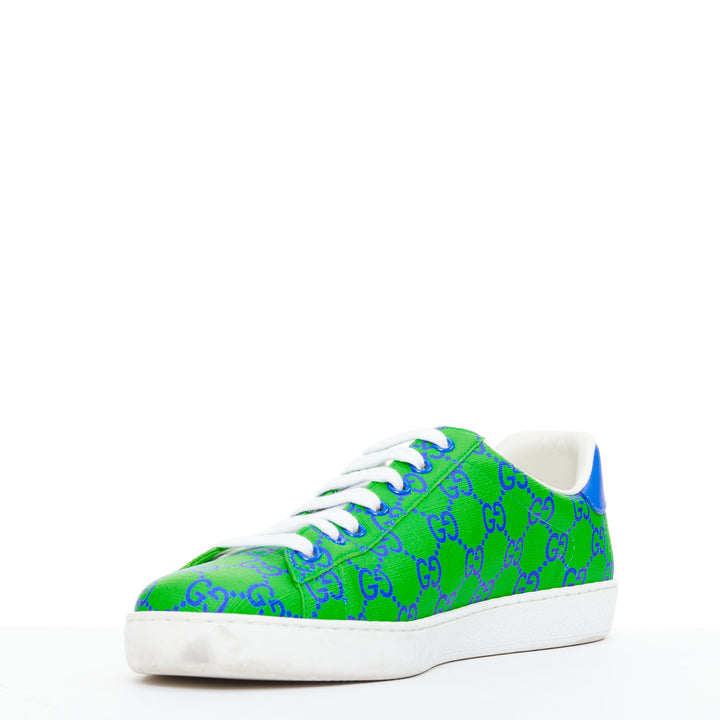 GUCCI Ace Supreme Joy Monogram green blue low top sneakers UK7.5 EU41.5