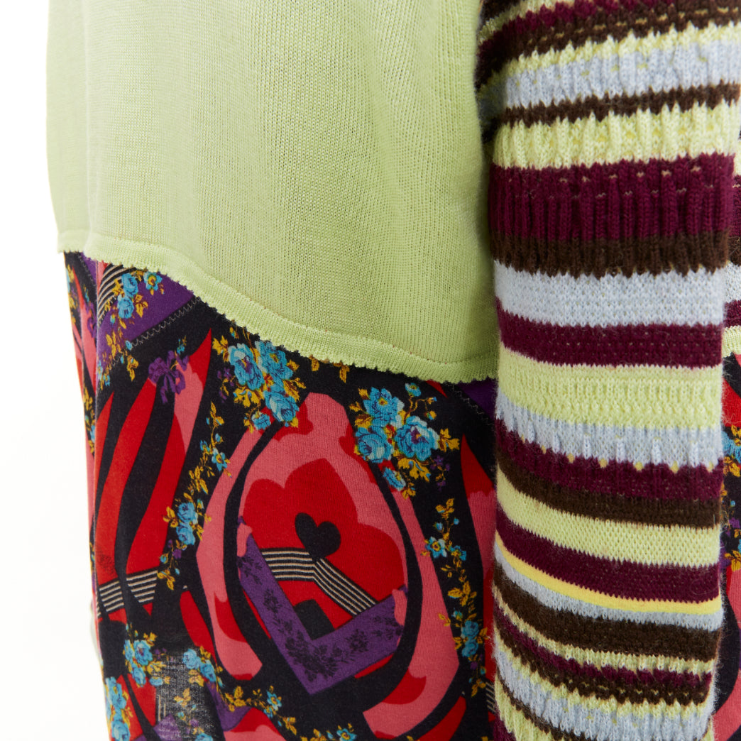 CHRISTIAN LACROIX stripe kaleidoscope print knit twin set floral cardigan top XL