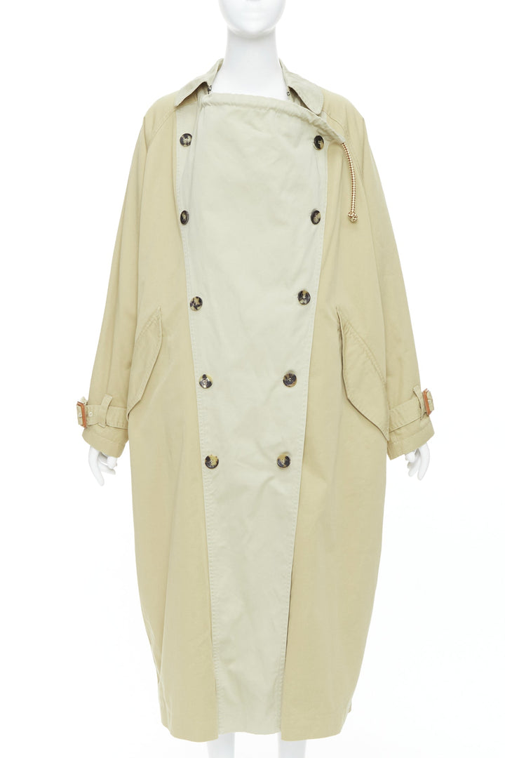 ISABEL MARANT 2023 Runway Ebani beige tone cotton drawstring trench coat FR34 XS