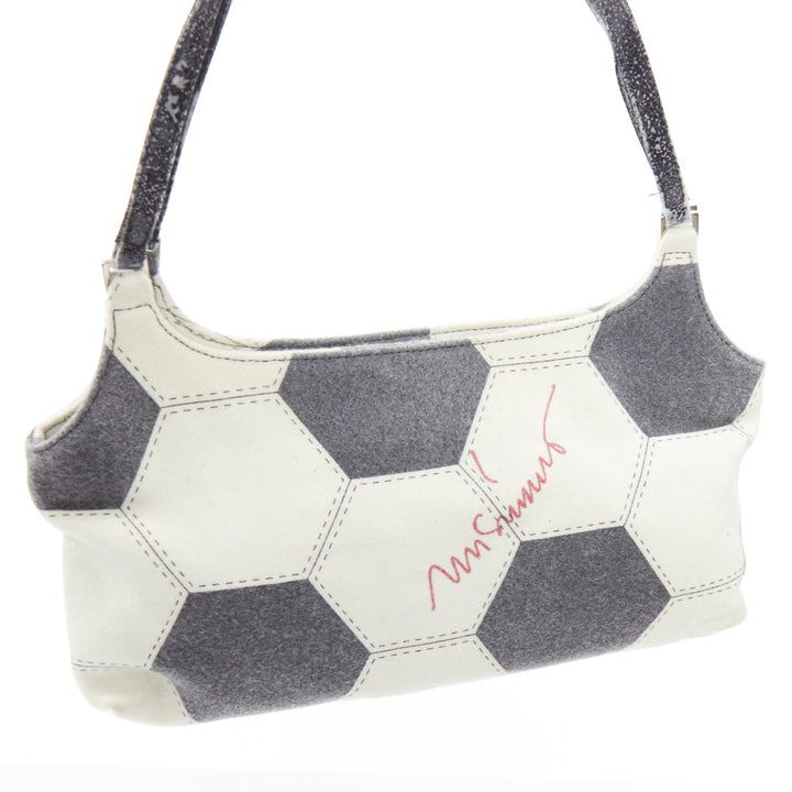 MOSCHINO Jeans Vintage black white soccer print leather strap underarm bag