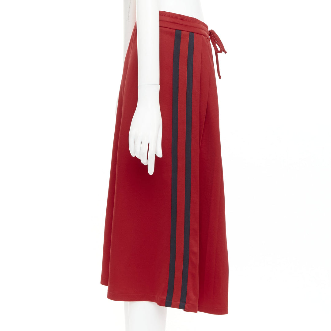 GUCCI Alessandro Michele red pleated Signature Web side track skirt XS