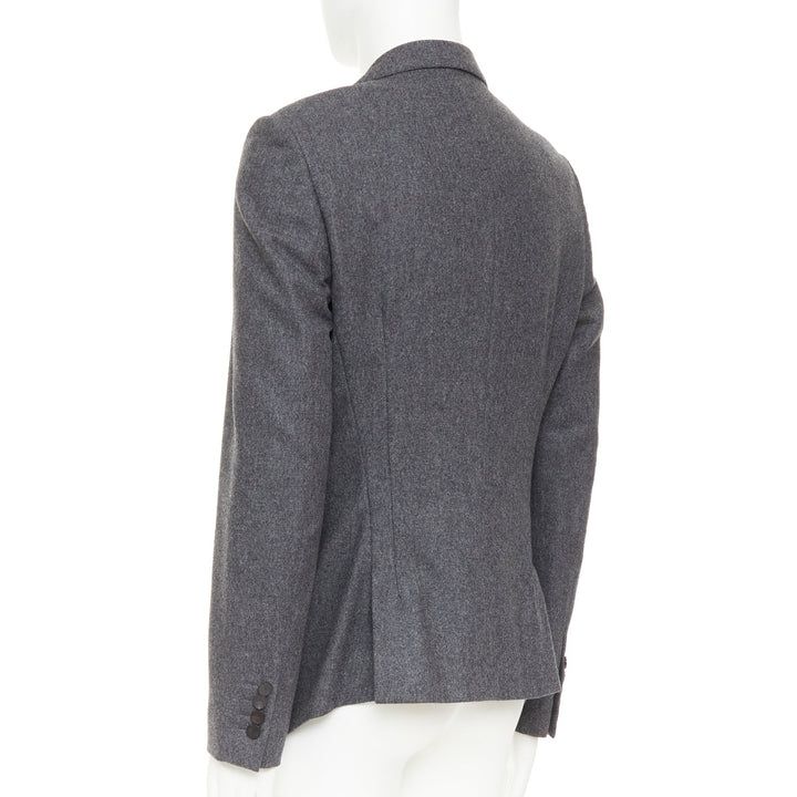 LANVIN grey speckled wool exposed darts single button blazer EU50 L