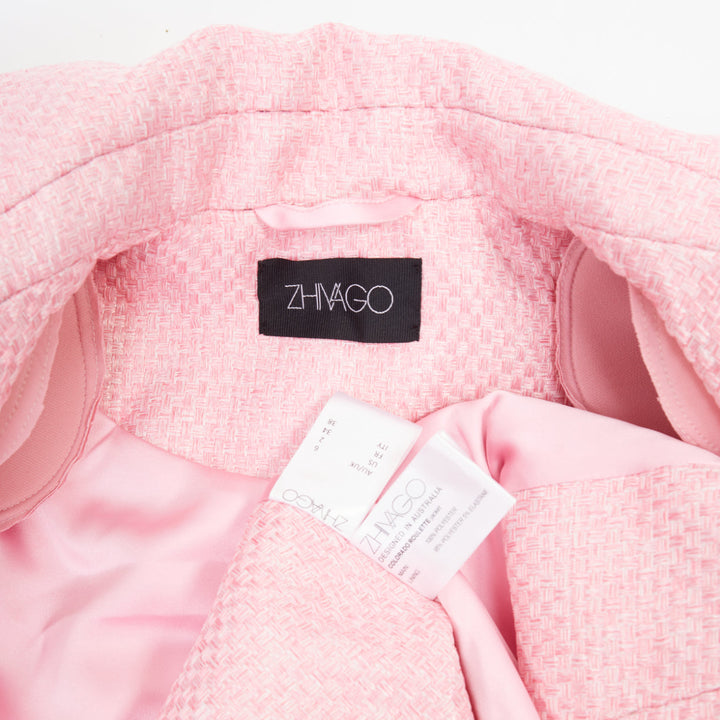 ZHIVAGO Colorado Roulette pink cotton jacquard gold chain trim jacket UK6 XS