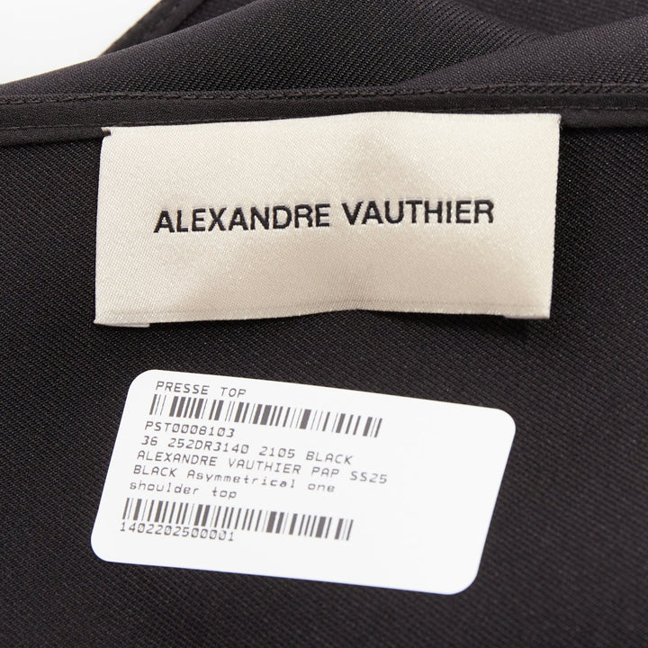 ALEXANDRE VAUTHIER COUTURE SS2025 Runway black asymmetric shoulder top FR36 XXS