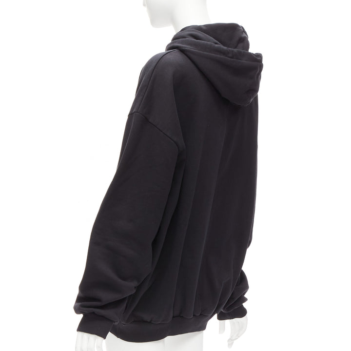 BALENCIAGA 2017 Archetype black cotton logo oversized hoodie XS